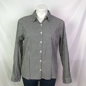 L.L. BEAN LONG SLEEVE OXFORD RELAXED FIT PLAID TOP